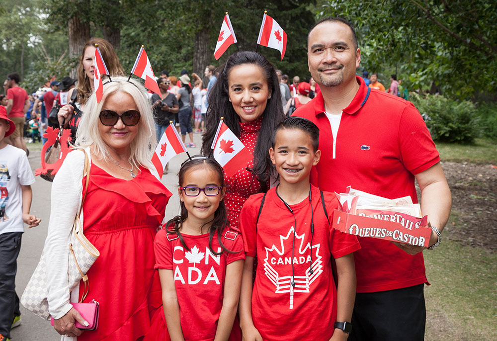 a family enjoying Canada Day festivities